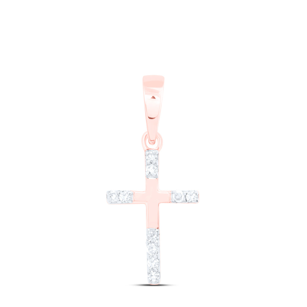 10kt Rose Gold 1/20 Cttw Diamond Cross Pendant