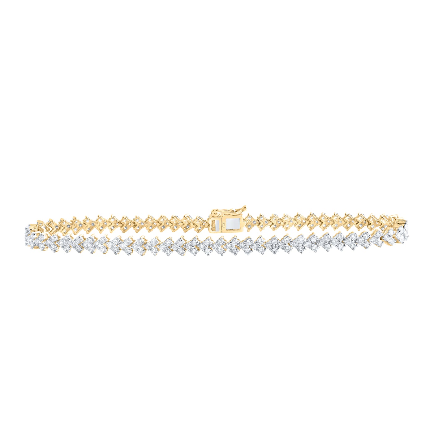 10K Yellow Gold 3 1/2Ctw Natural Diamond Bracelet-8 Inch