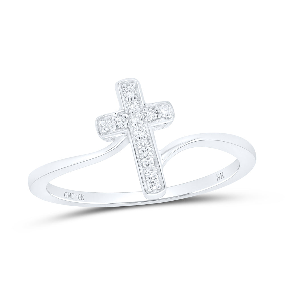 10kt Yellow Or White Gold Diamond Cross Wedding Engagement Anniversary Ring
