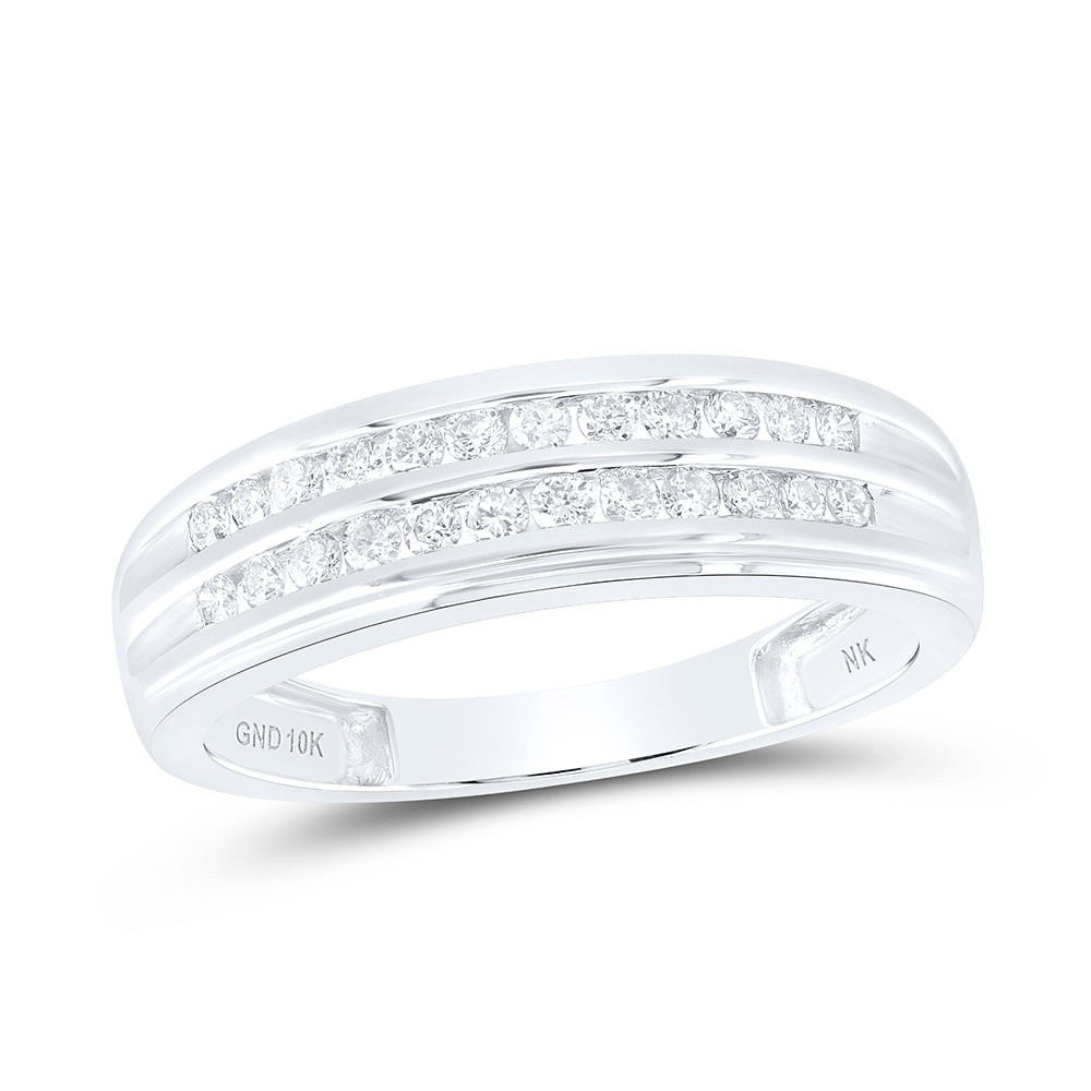 10kt White Gold 3/8 Cttw Diamond Mens Band, Men Size: 8-12