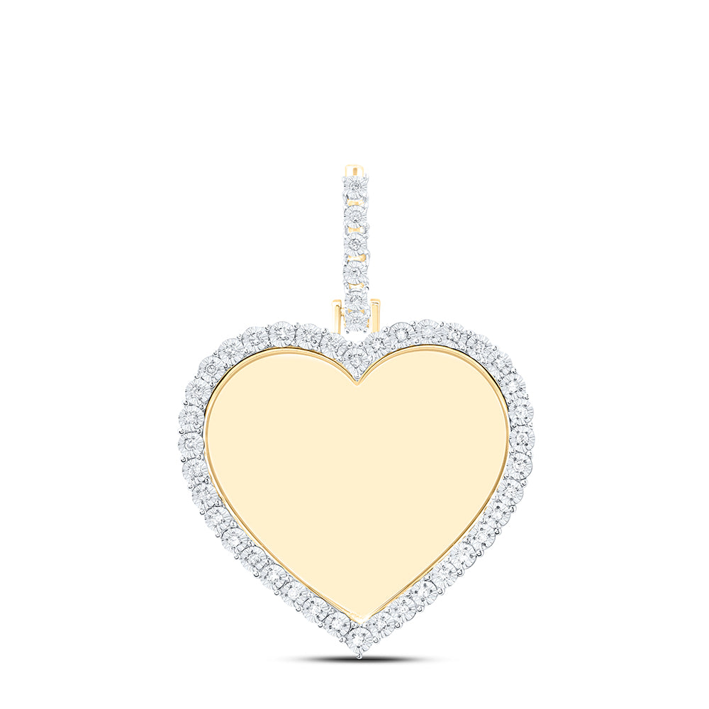 10kt Yellow Gold 1/8 Cttw Diamond Fanuk Memory Heart Pendant