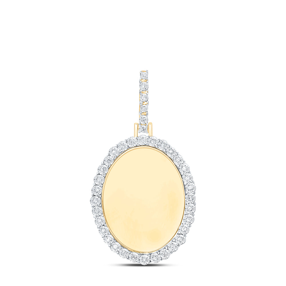 10kt Yellow Gold 1/10 Cttw Diamond Fanuk Memory Oval Shape Pendant