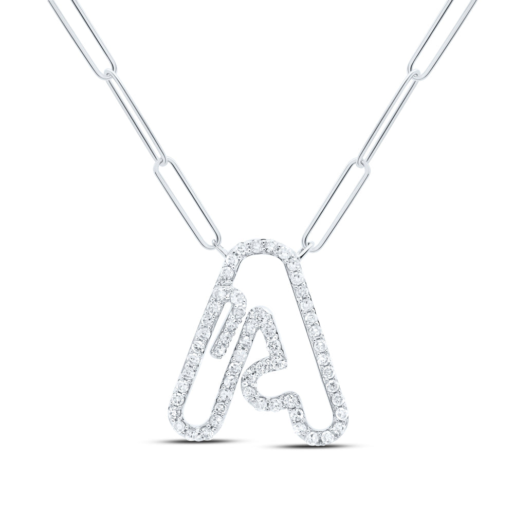 10kt Yellow Or White Gold Diamond Initial Necklace, Length: 18 Inch