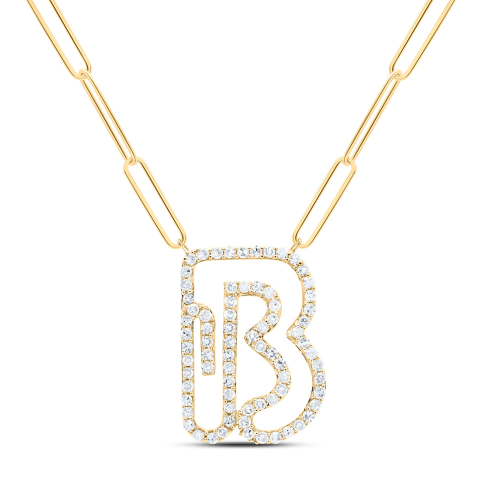 10kt Yellow Or White Gold Diamond Initial Necklace, Length: 18 Inch