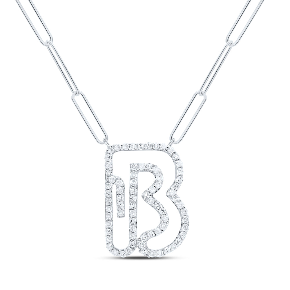 10kt Yellow Or White Gold Diamond Initial Necklace, Length: 18 Inch