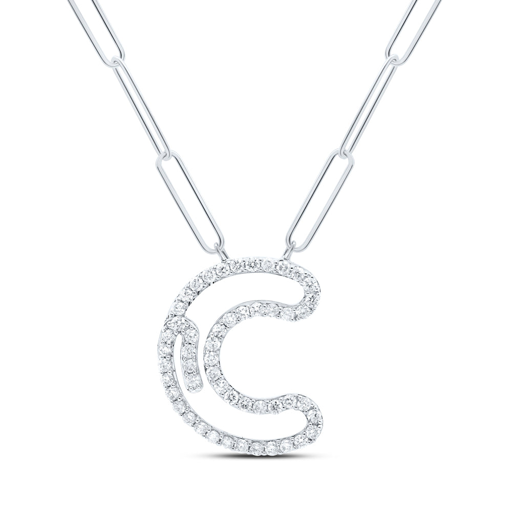 10kt Yellow Or White Gold Diamond Initial Necklace, Length: 18 Inch