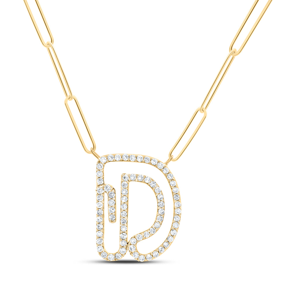10kt Yellow Or White Gold Diamond Initial Necklace, Length: 18 Inch