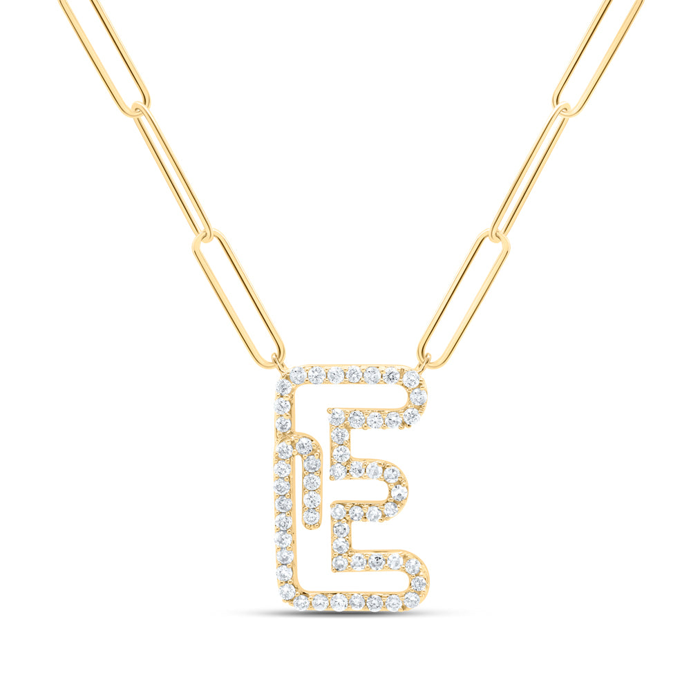 10K Yellow Gold 1/3Ctw Natural Diamond Initial Necklace - 18 Inch