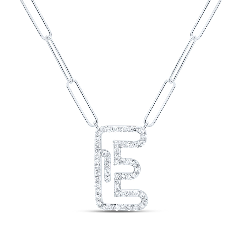 10kt Yellow Or White Gold Diamond Initial Necklace, Length: 18 Inch