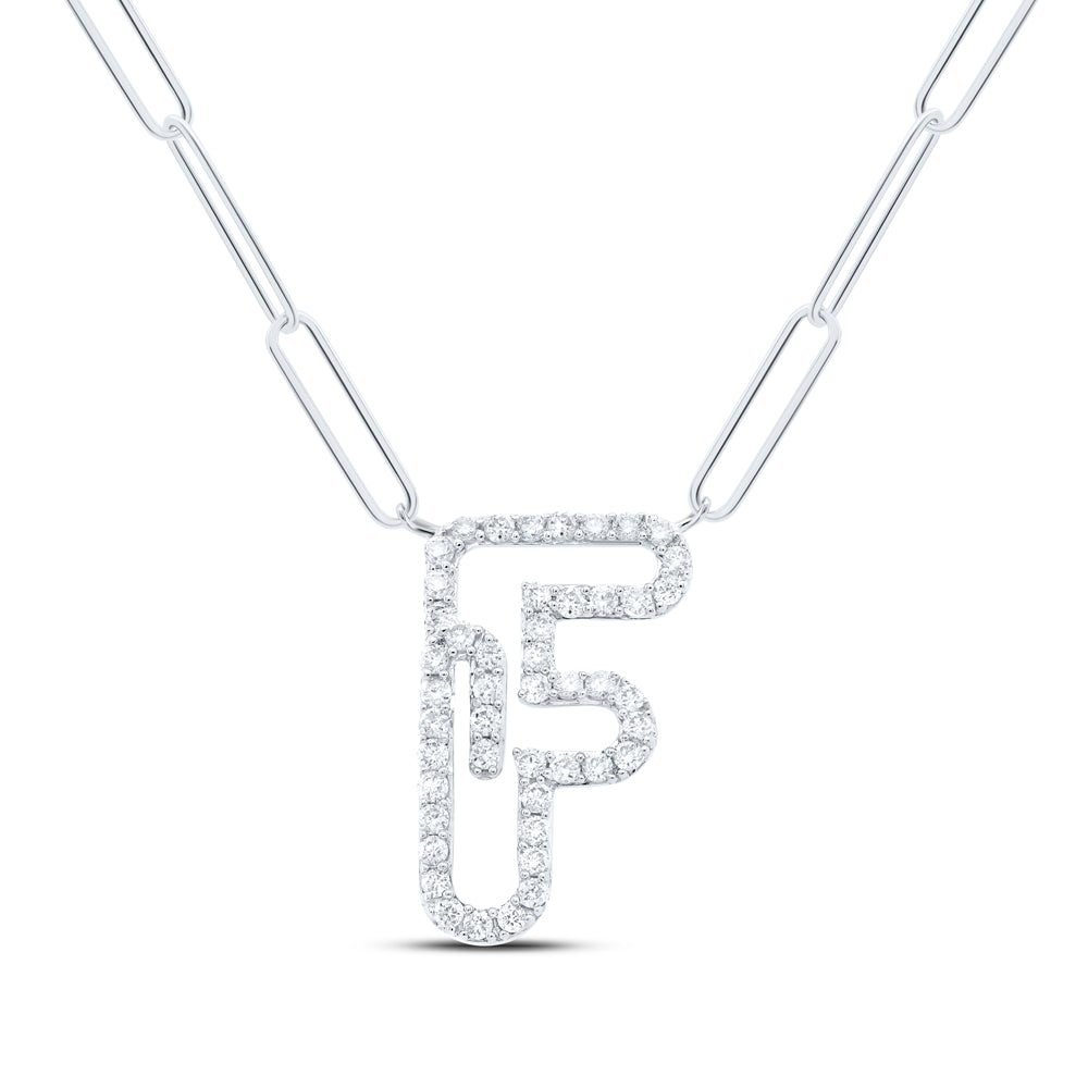 10kt Yellow Or White Gold Diamond Initial Necklace, Length: 18 Inch
