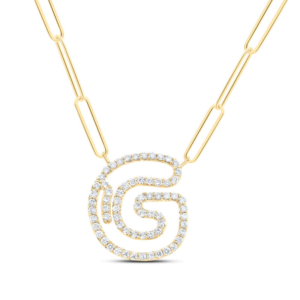 10kt Yellow Or White Gold Diamond Initial Necklace, Length: 18 Inch