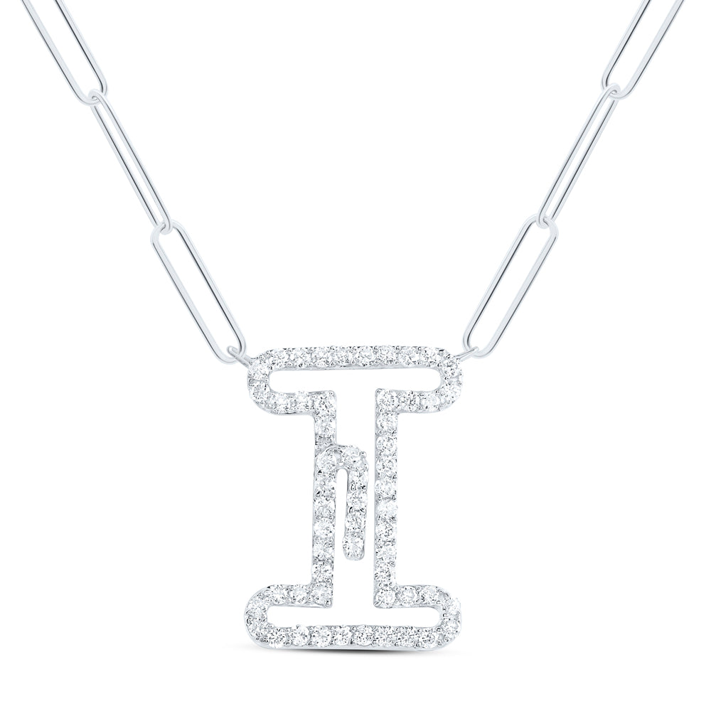 10kt Yellow Or White Gold Diamond Initial Necklace, Length: 18 Inch