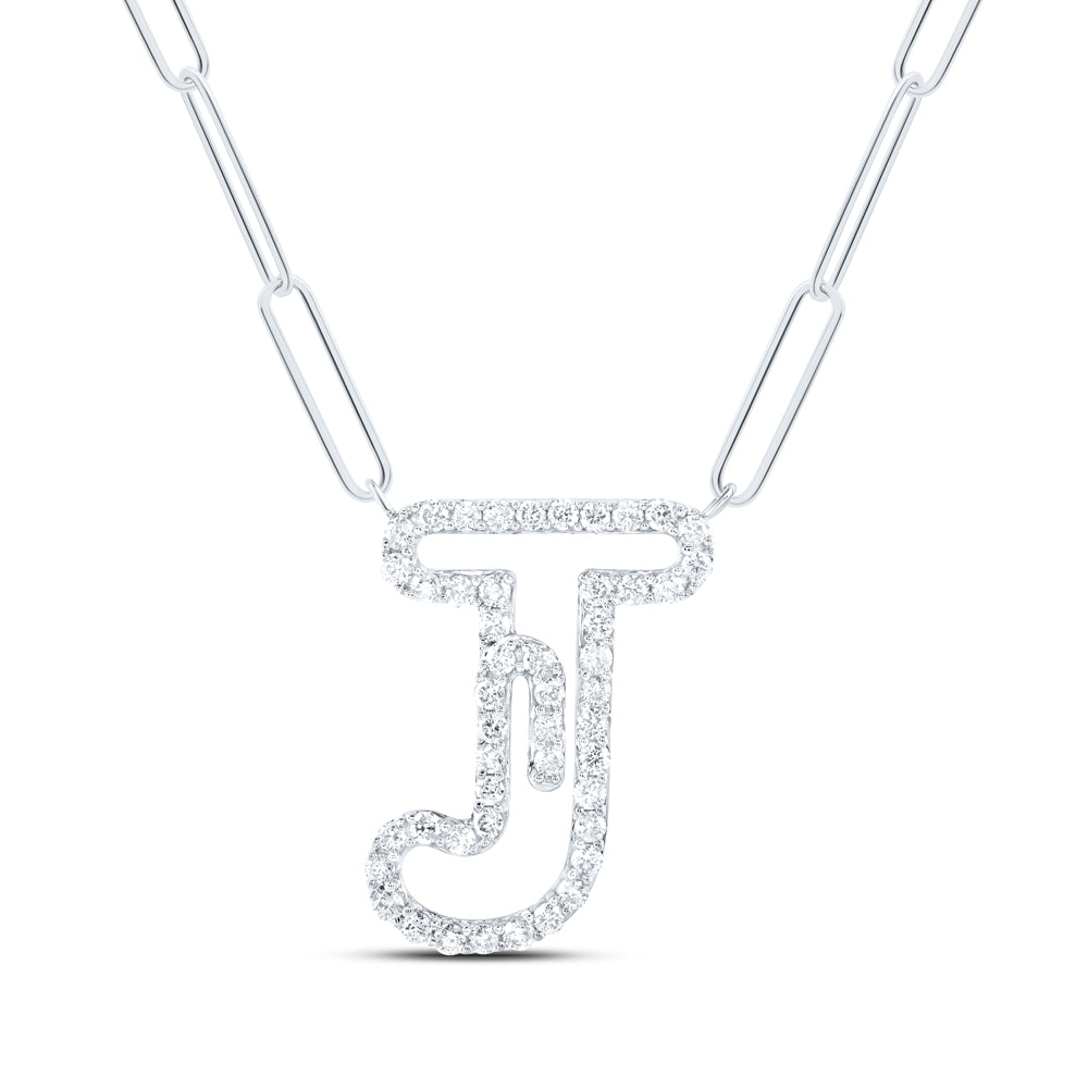 10kt Yellow Or White Gold Diamond Initial Necklace, Length: 18 Inch