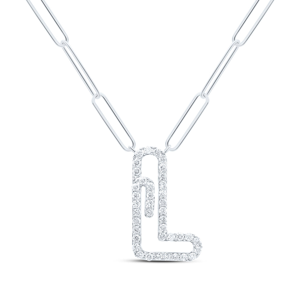 10kt Yellow Or White Gold Diamond Initial Necklace, Length: 18 Inch