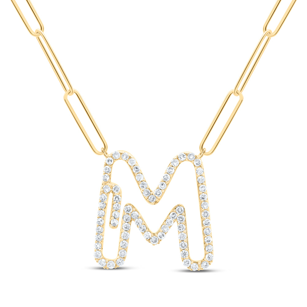 10kt Yellow Or White Gold Diamond Initial Necklace, Length: 18 Inch