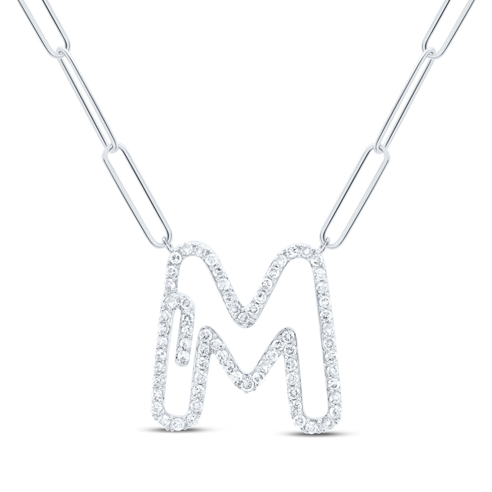 10kt Yellow Or White Gold Diamond Initial Necklace, Length: 18 Inch