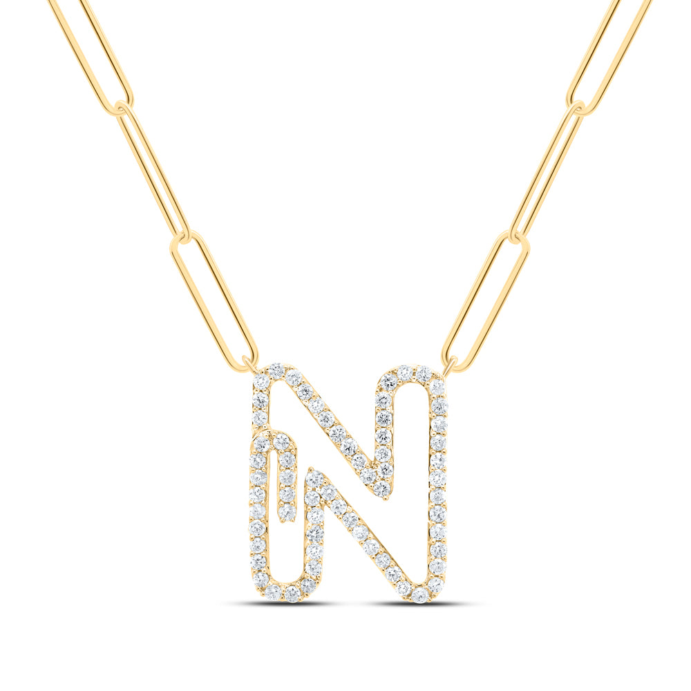 10kt Yellow Or White Gold Diamond Initial Necklace, Length: 18 Inch