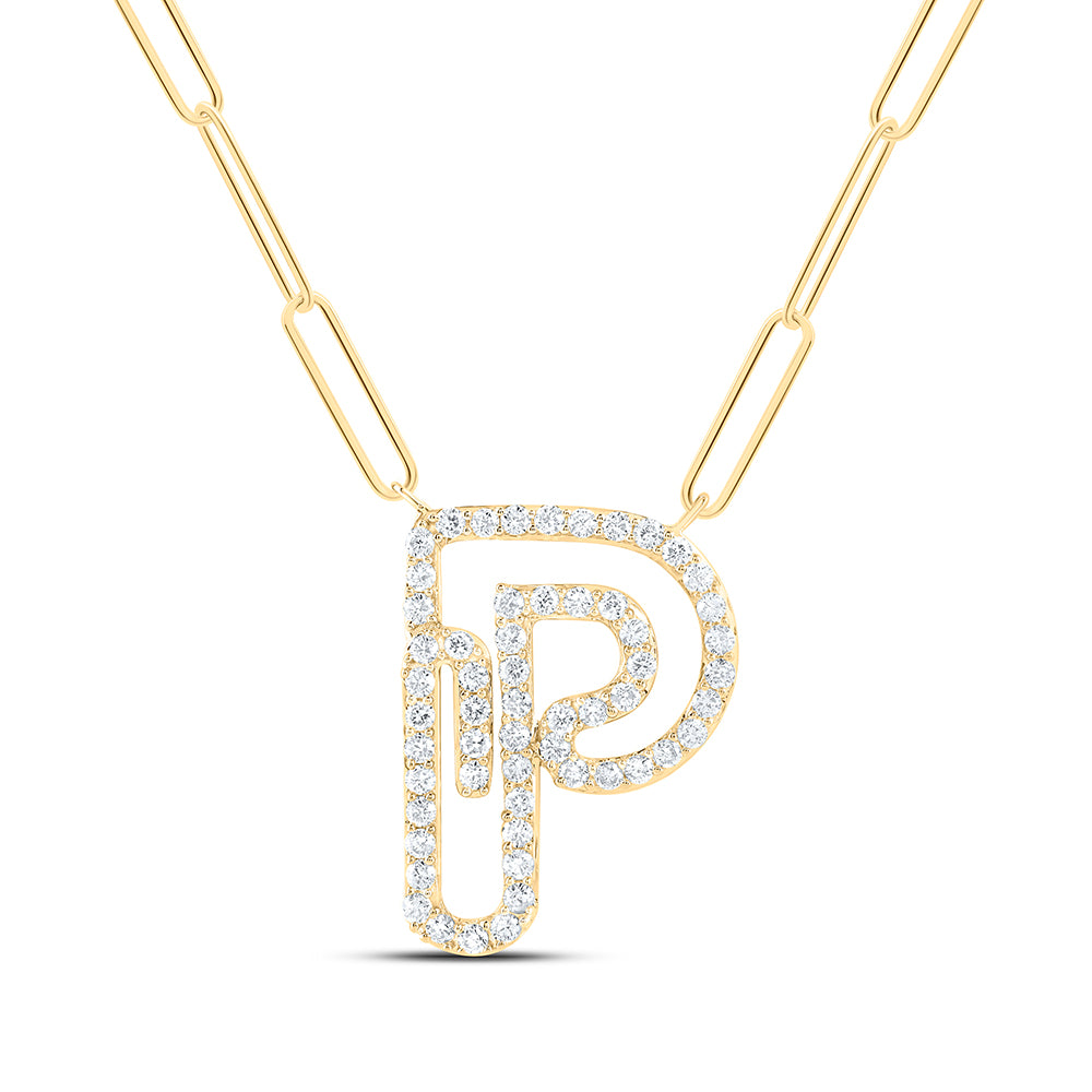 10kt Yellow Or White Gold Diamond Initial Necklace, Length: 18 Inch