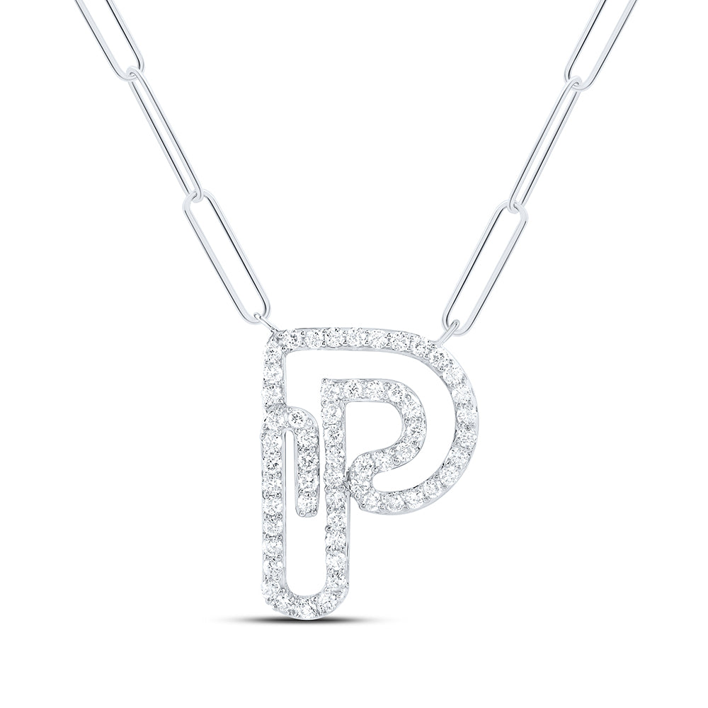 10kt Yellow Or White Gold Diamond Initial Necklace, Length: 18 Inch