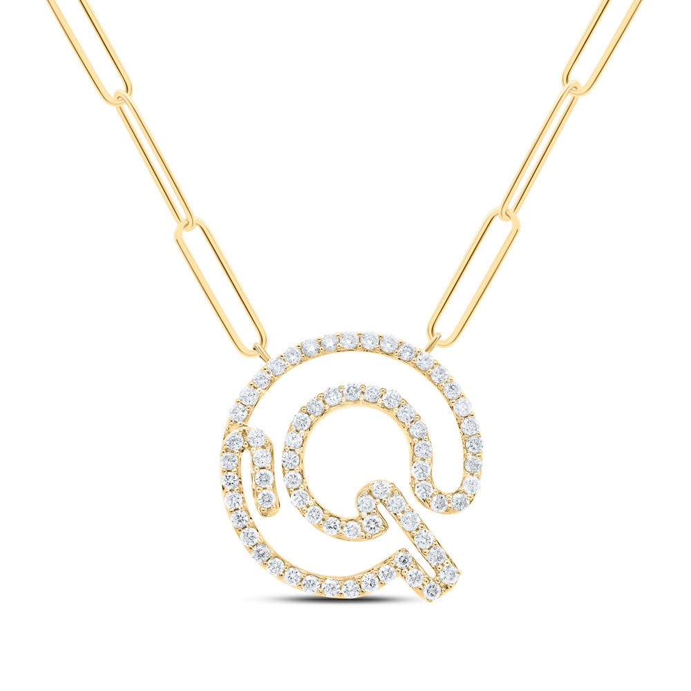 10kt Yellow Or White Gold Diamond Initial Necklace, Length: 18 Inch