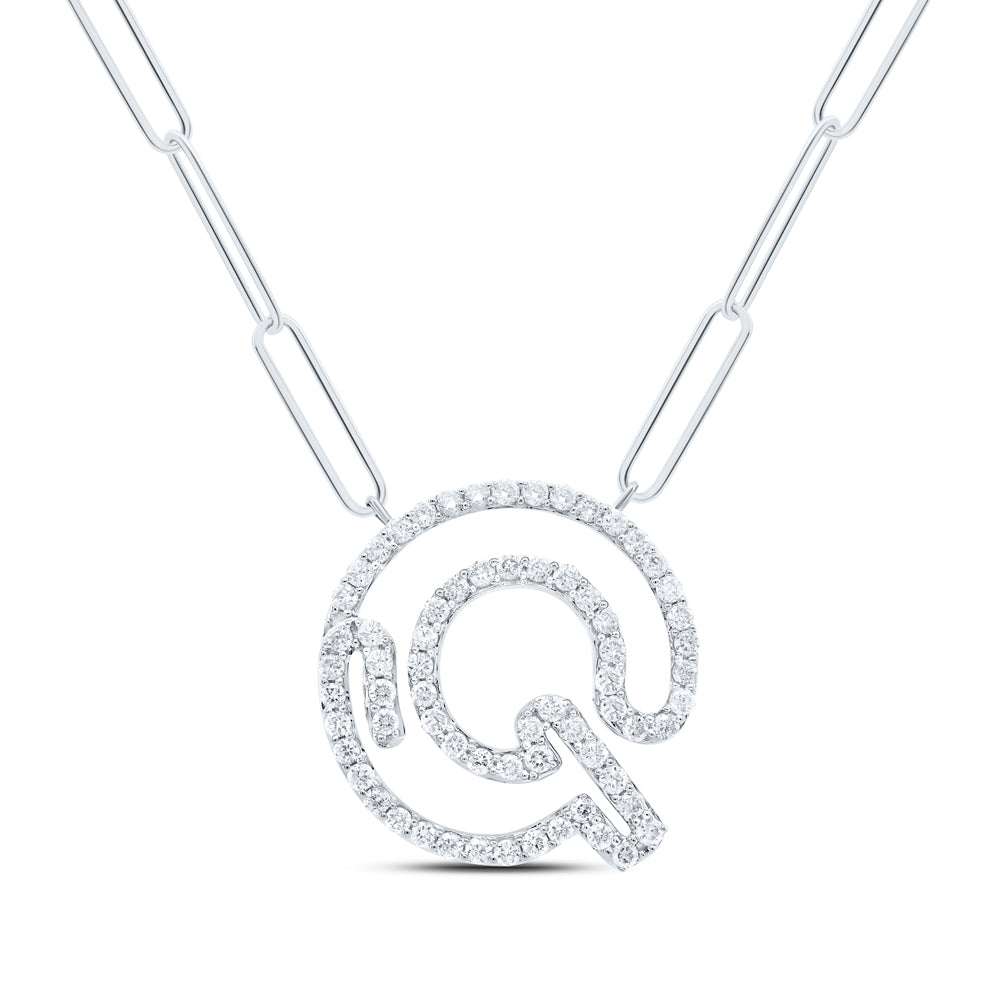 10kt Yellow Or White Gold Diamond Initial Necklace, Length: 18 Inch