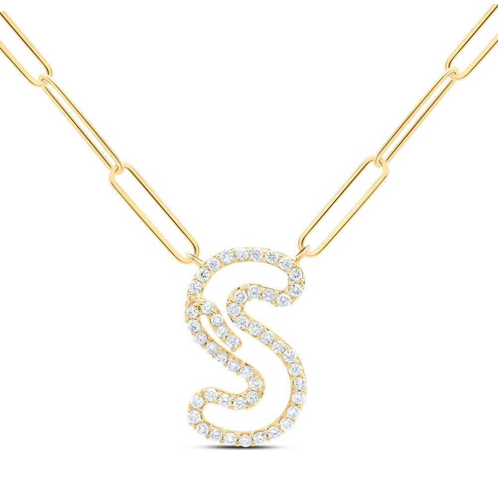 10kt Yellow Or White Gold Diamond Initial Necklace, Length: 18 Inch