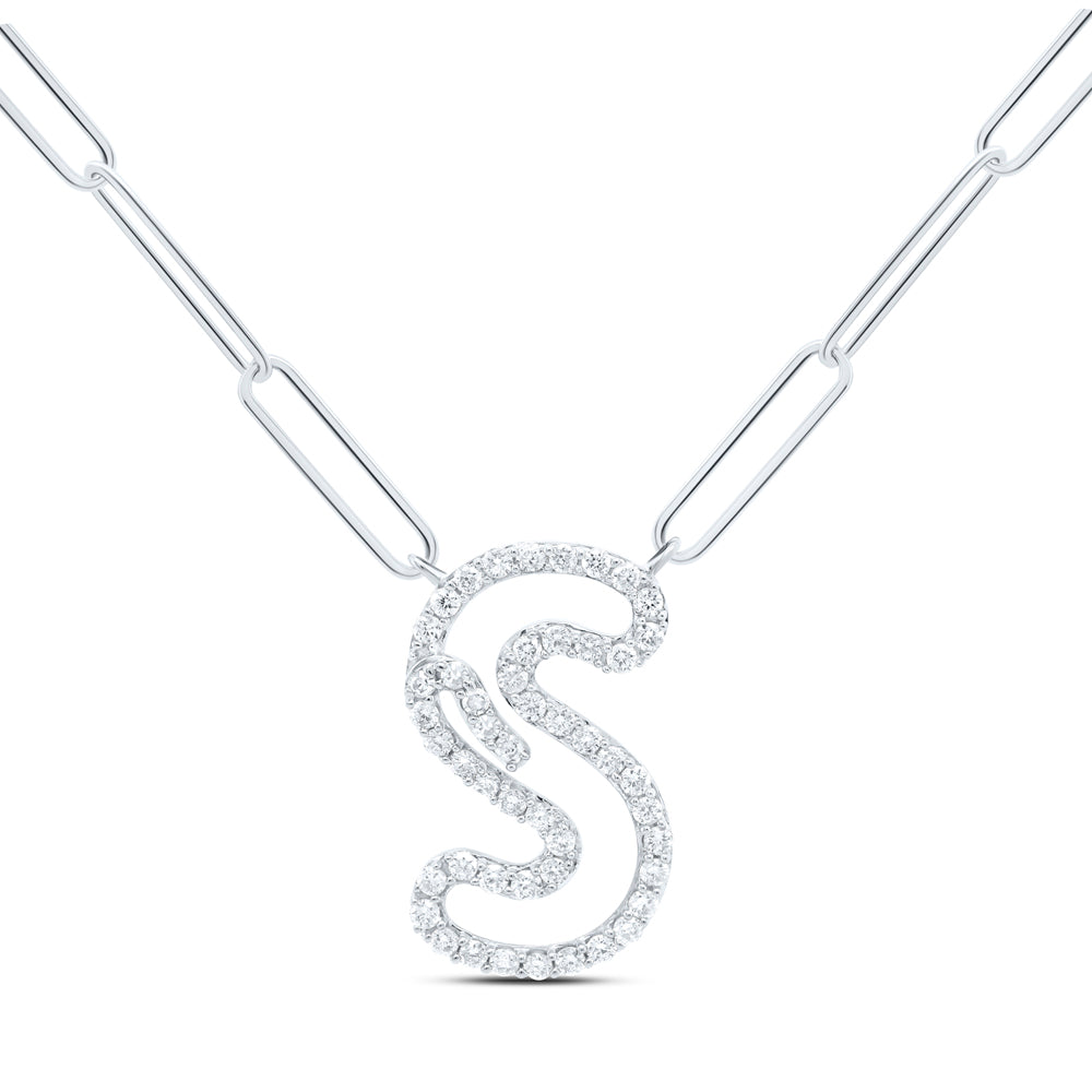 10kt Yellow Or White Gold Diamond Initial Necklace, Length: 18 Inch