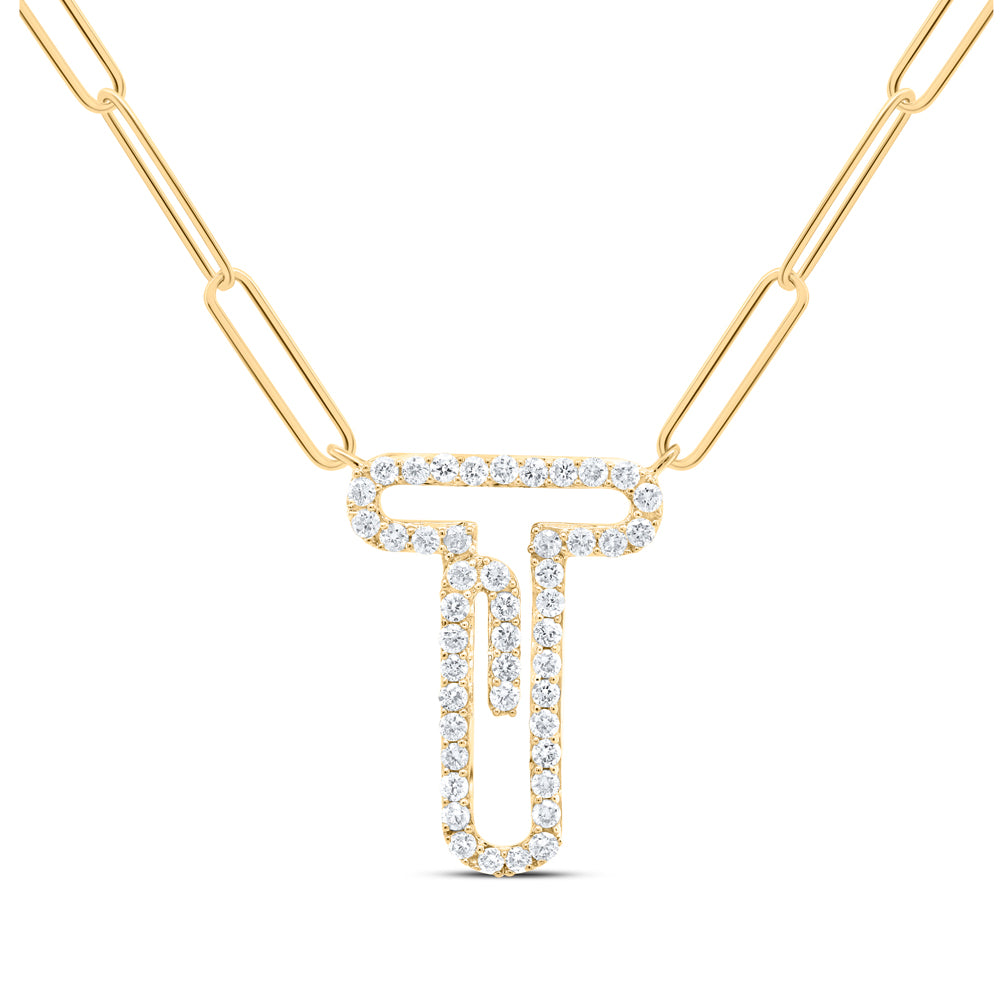 10kt Yellow Or White Gold Diamond Initial Necklace, Length: 18 Inch