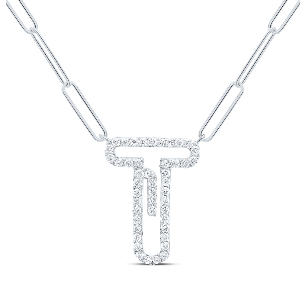 10kt Yellow Or White Gold Diamond Initial Necklace, Length: 18 Inch