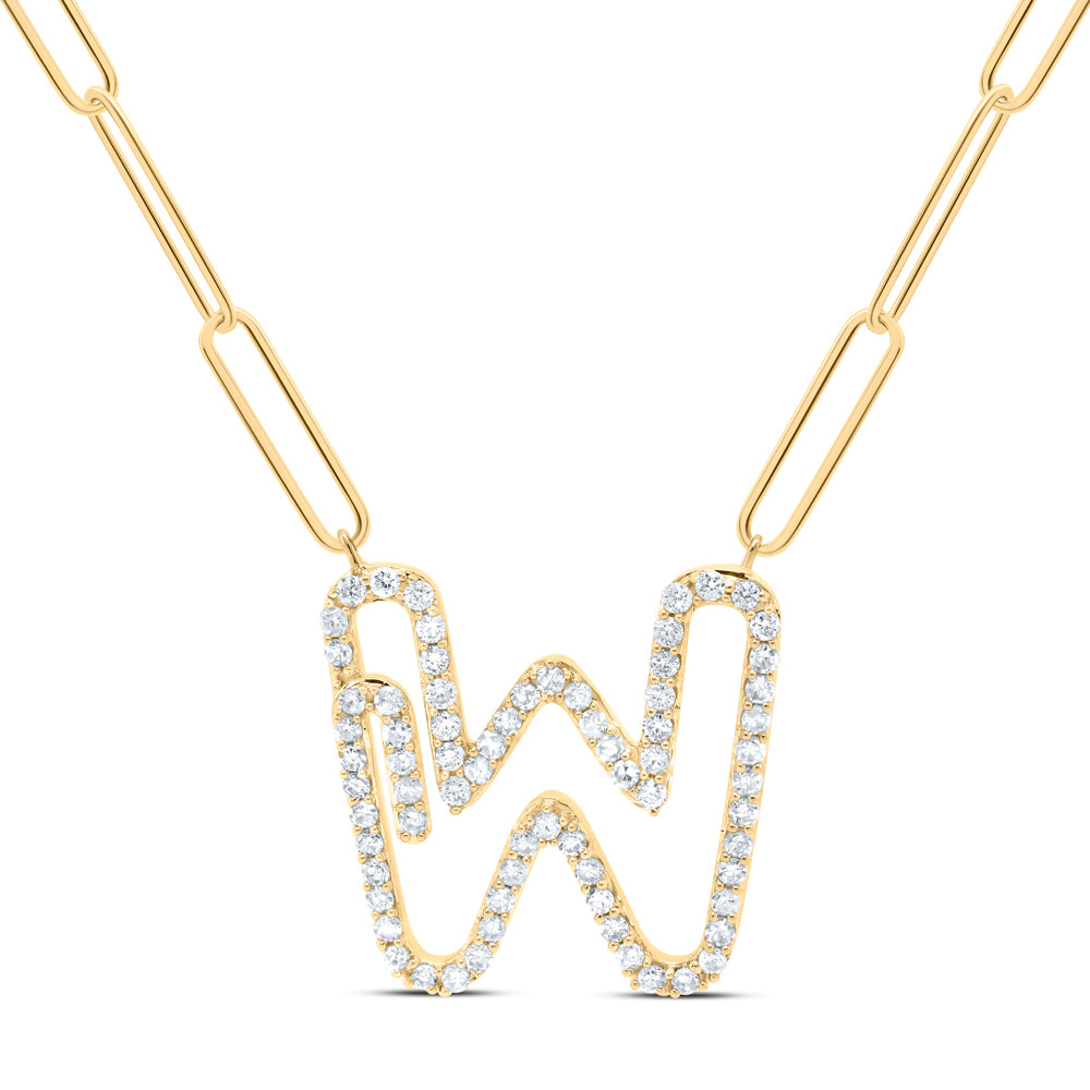 10kt Yellow Or White Gold Diamond Initial Necklace, Length: 18 Inch