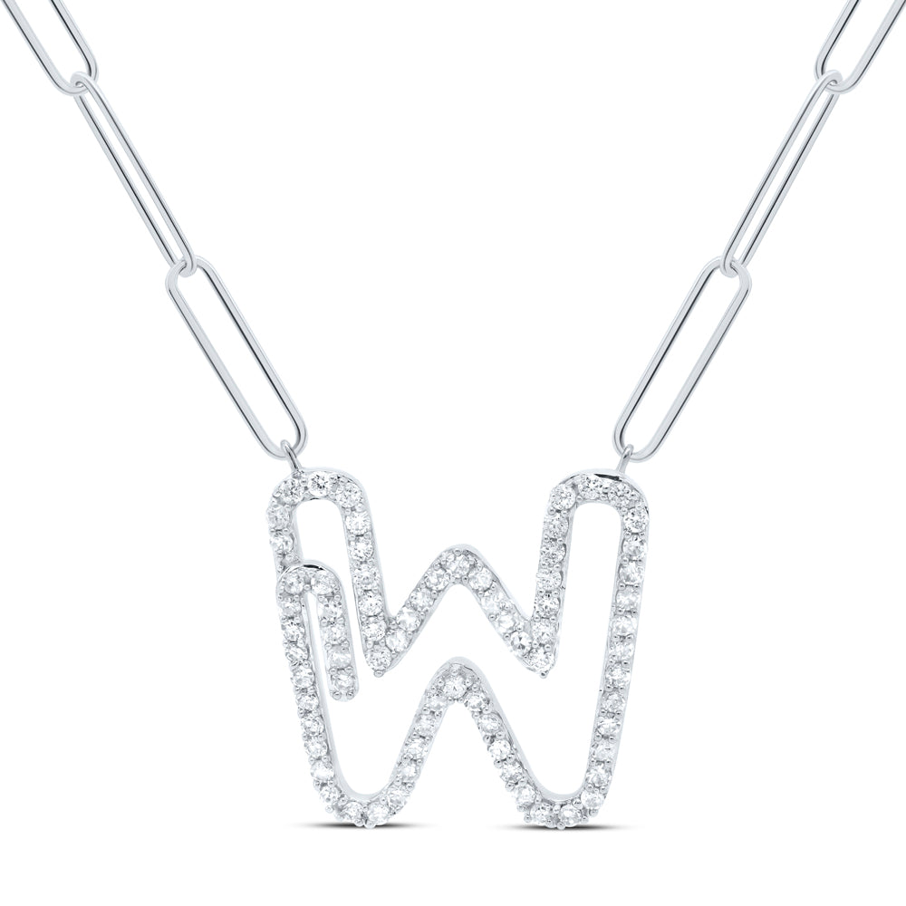 10kt Yellow Or White Gold Diamond Initial Necklace, Length: 18 Inch