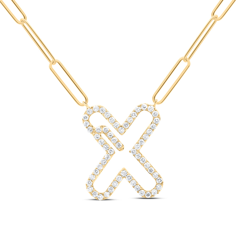 10kt Yellow Or White Gold Diamond Initial Necklace, Length: 18 Inch