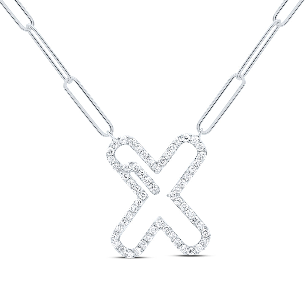 10kt Yellow Or White Gold Diamond Initial Necklace, Length: 18 Inch