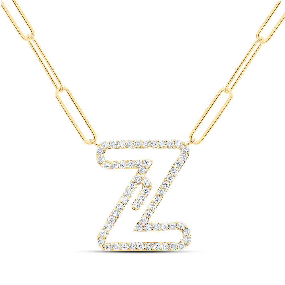 10kt Yellow Or White Gold Diamond Initial Necklace, Length: 18 Inch