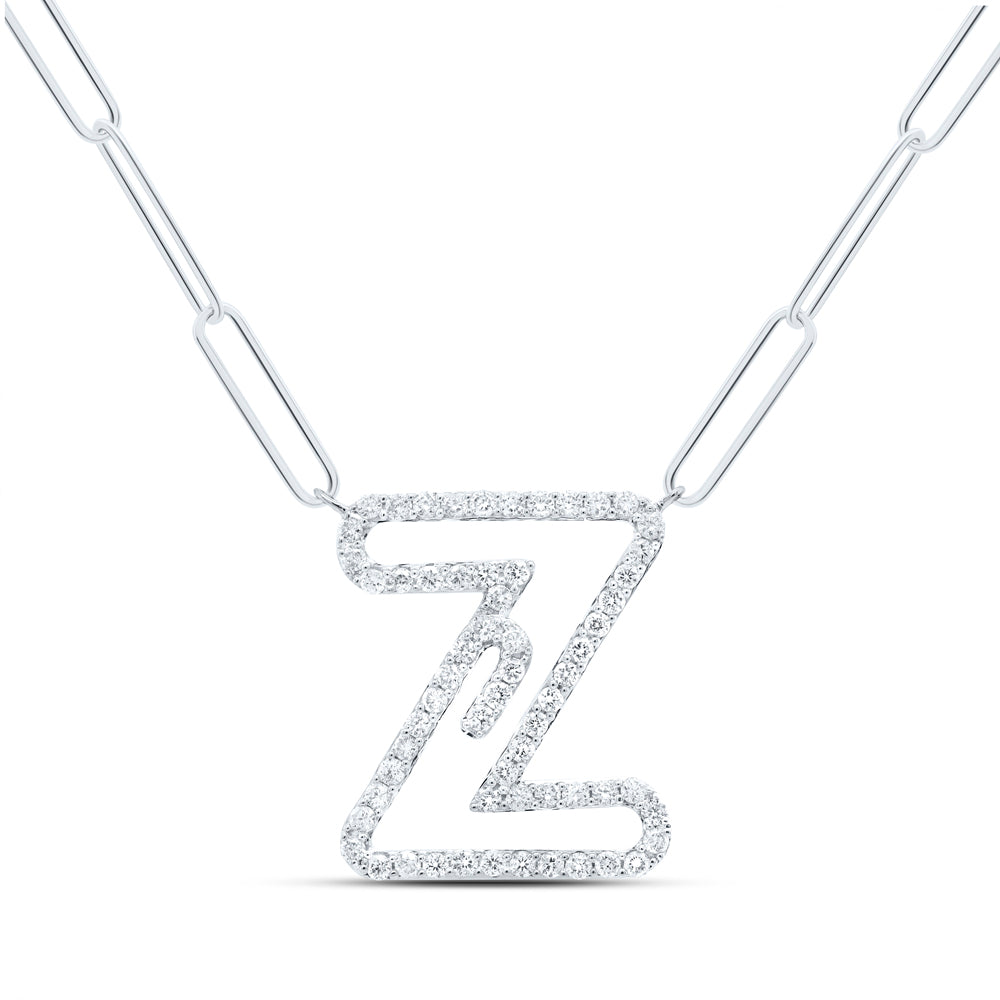 10kt Yellow Or White Gold Diamond Initial Necklace, Length: 18 Inch