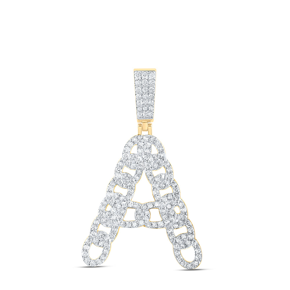 10kt Yellow Gold Diamond Cuban Initial Mens Pendant