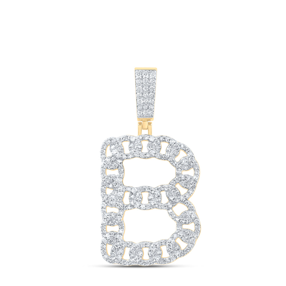 10kt Yellow Gold Diamond Cuban Initial Mens Pendant
