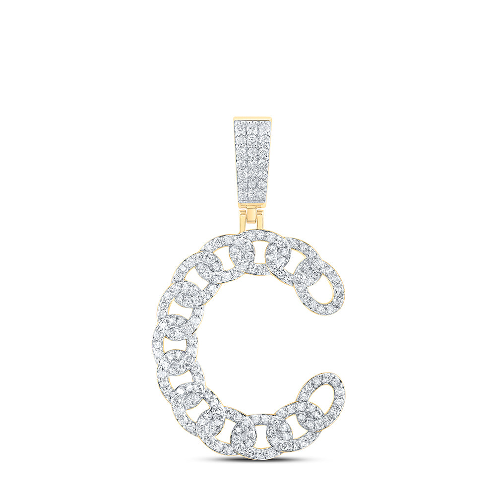 10kt Yellow Gold Diamond Cuban Initial Mens Pendant