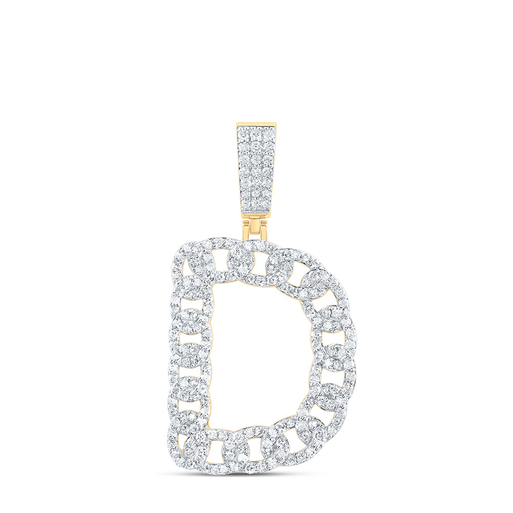 10kt Yellow Gold Diamond Cuban Initial Mens Pendant