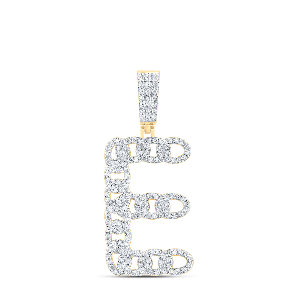 10kt Yellow Gold Diamond Cuban Initial Mens Pendant