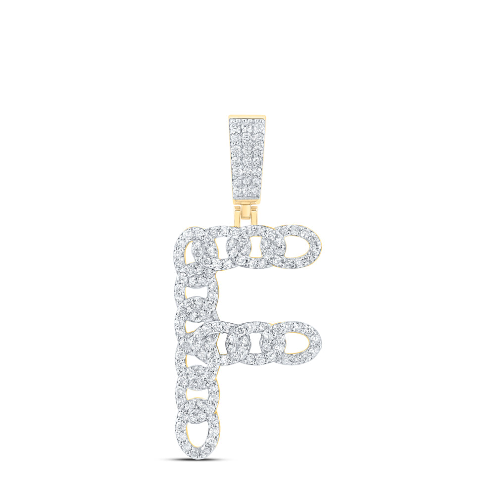 10kt Yellow Gold Diamond Cuban Initial Mens Pendant