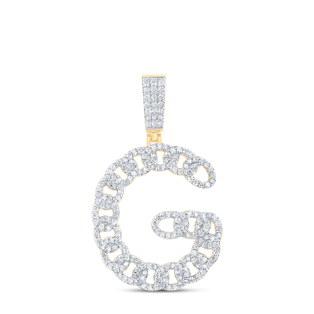 10kt Yellow Gold Diamond Cuban Initial Mens Pendant