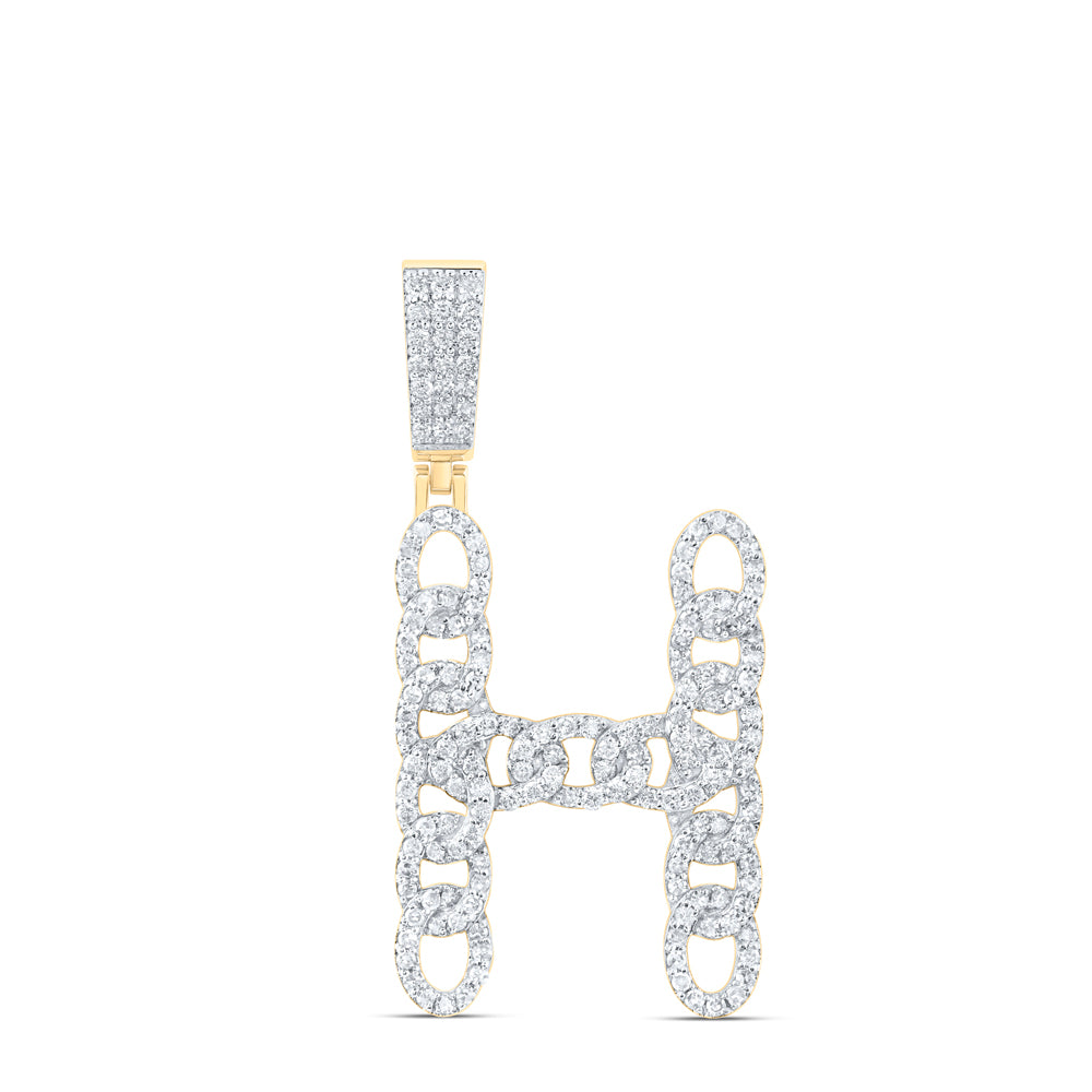10kt Yellow Gold Diamond Cuban Initial Mens Pendant