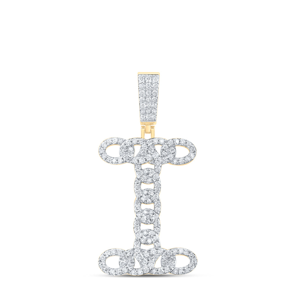 10kt Yellow Gold Diamond Cuban Initial Mens Pendant