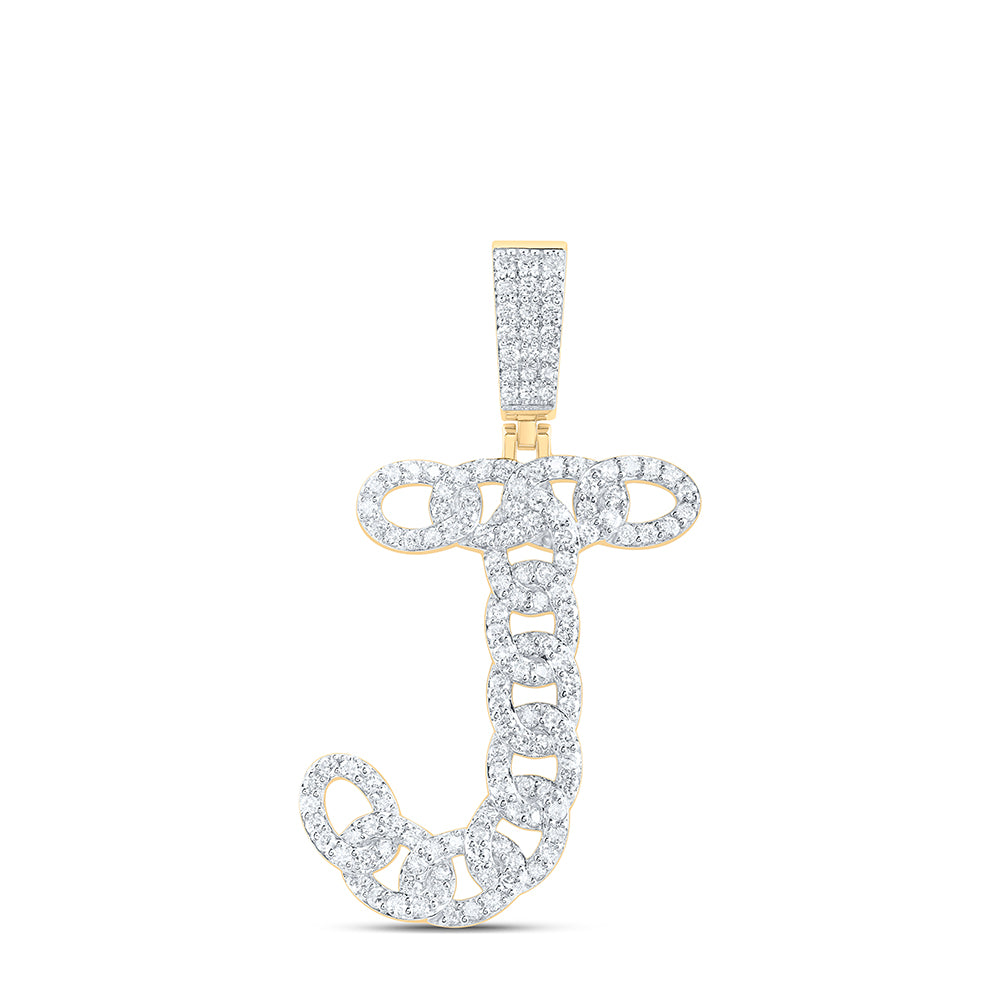 10kt Yellow Gold Diamond Cuban Initial Mens Pendant