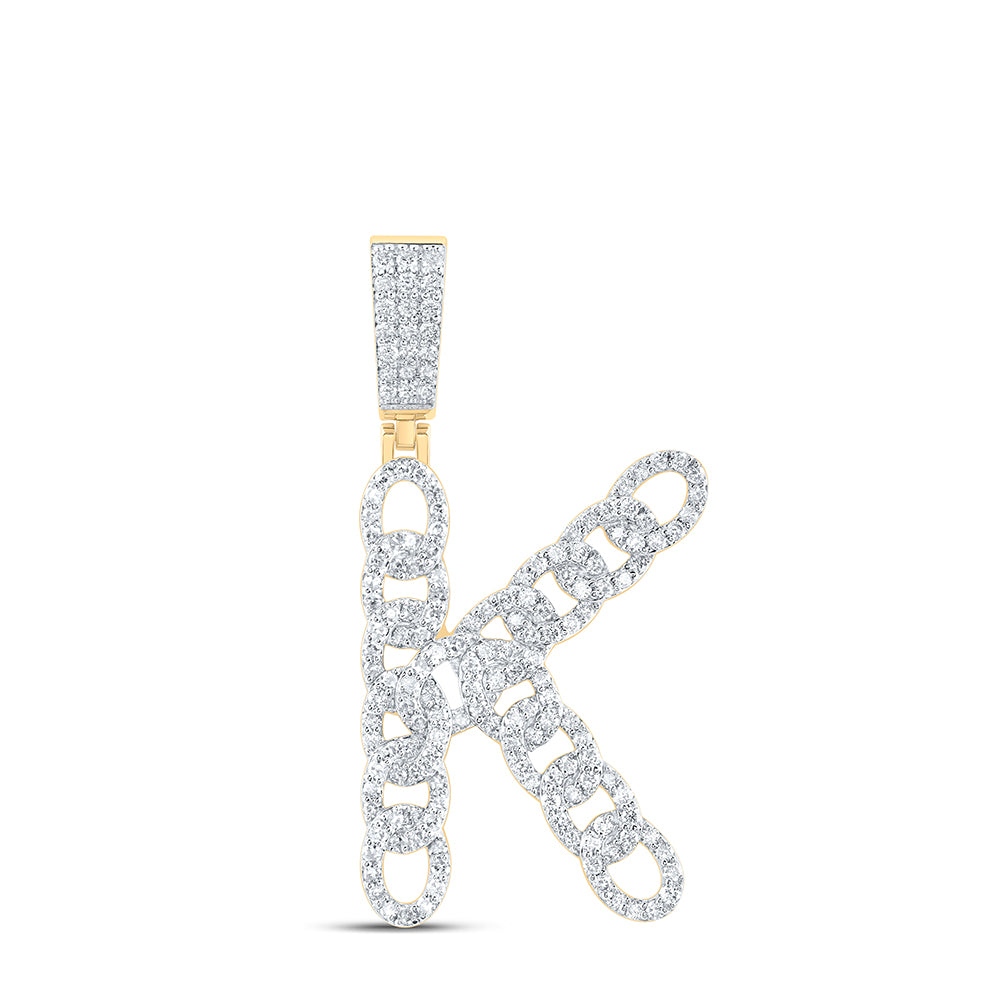 10kt Yellow Gold Diamond Cuban Initial Mens Pendant