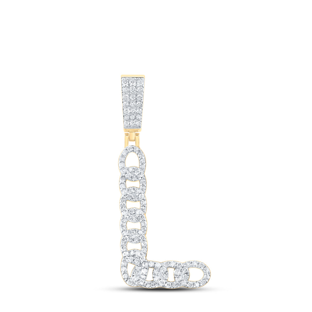 10kt Yellow Gold Diamond Cuban Initial Mens Pendant