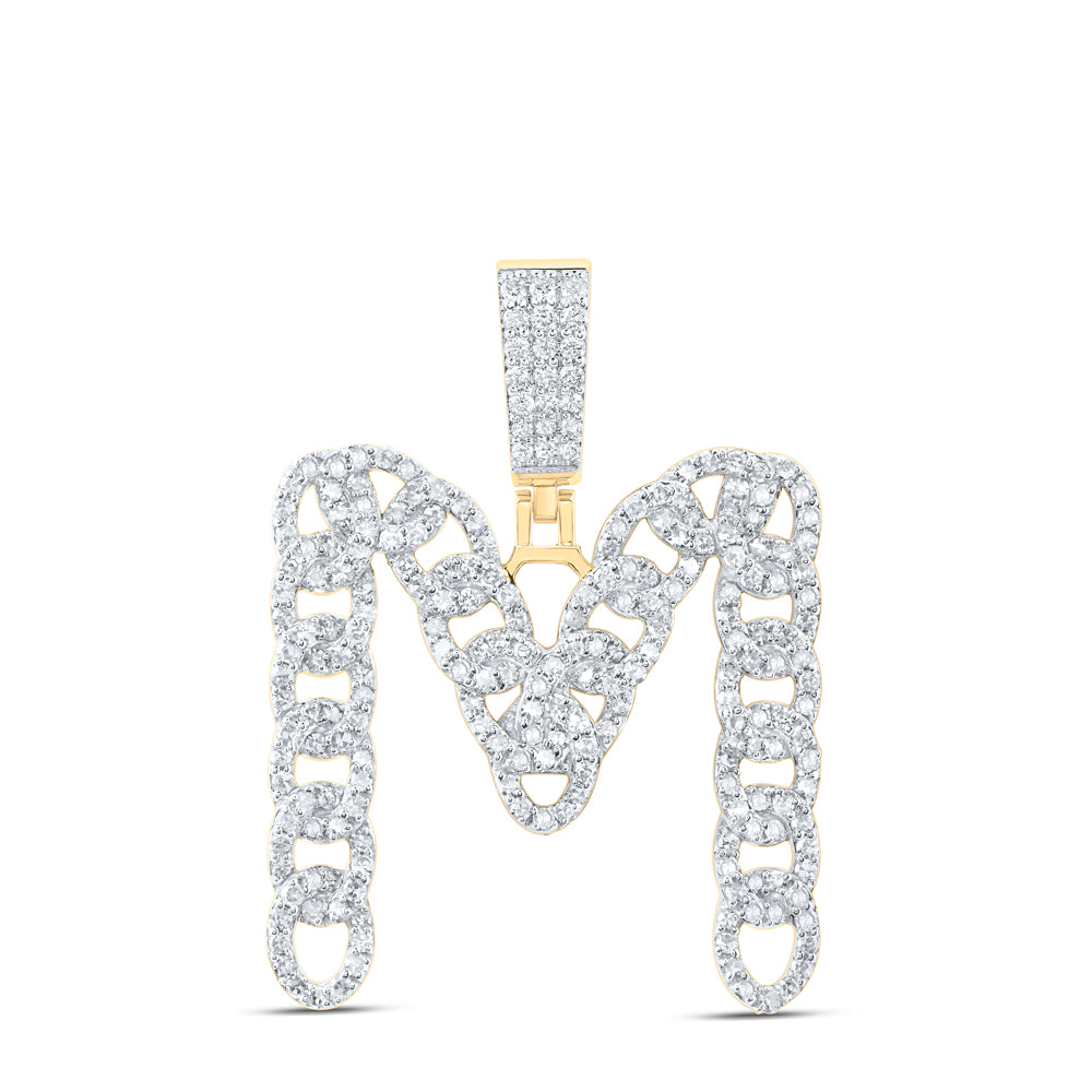 10kt Yellow Gold Diamond Cuban Initial Mens Pendant
