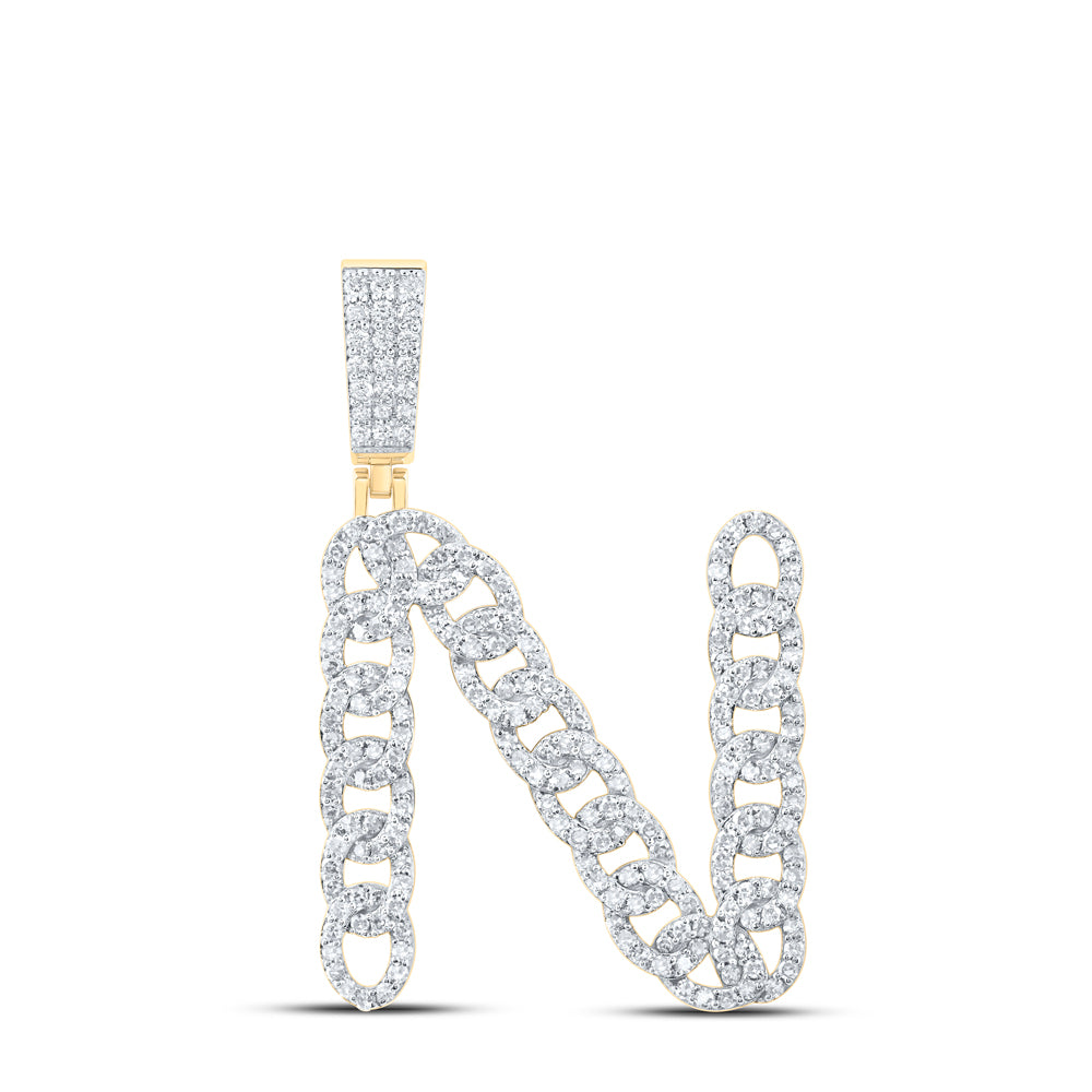 10kt Yellow Gold Diamond Cuban Initial Mens Pendant