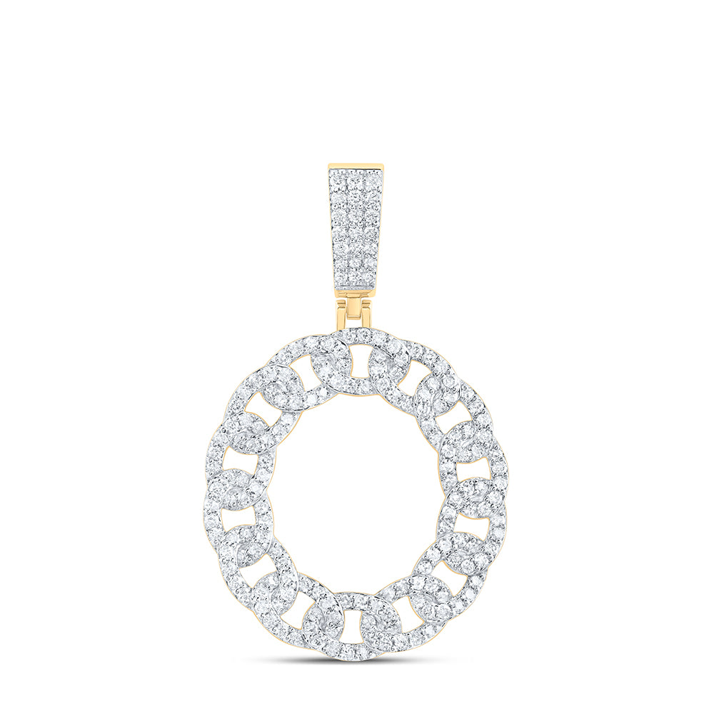 10kt Yellow Gold Diamond Cuban Initial Mens Pendant